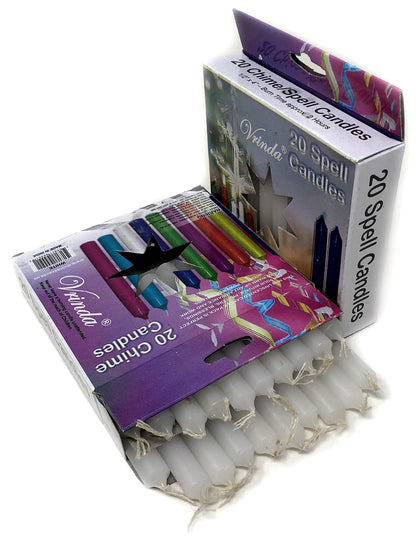 Vrinda® 4" Mini Chime Ritual Spell Unscented Taper Candles - Set of 20 (White)