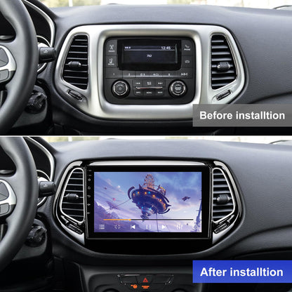 Android 14 Car Radio for 2+64G Jeep Compass/Patriot 2017-2019 10.1'' 1280 * 720 Touchscreen Car Stereo with Carplay Android Auto Backup Camera Mirror Link GPS Navigation WiFi 6 Bluetooth 5.4 FM SWC