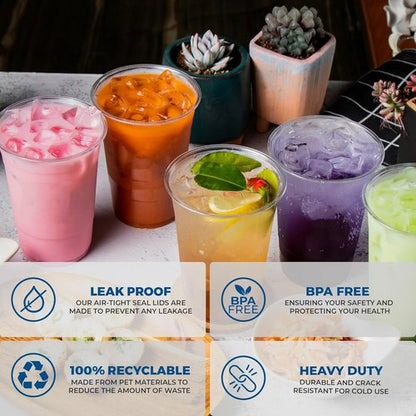 Freshware Clear Plastic Cups - 20 oz Disposable Cups for Iced Coffee, Smoothies & Cold Drinks | 100 Pack