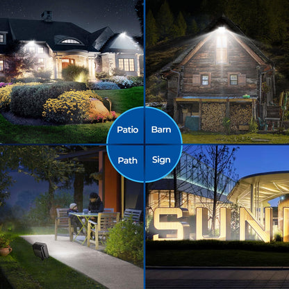 CINOTON 100W LED Flood Lights Outdoor, 14000LM IP65 Waterproof Outdoor Security Wall Light Fixture with 180°Knuckle for Warehouse Porch Barn Garage Building 5000K 100V-277V 2 Pack
