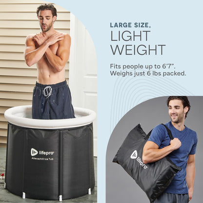 Lifepro Portable Ice Bath Tub with Lid and Storage Bag - Lightweight, Durable Cold Plunge Tub for Home Therapy Sessions -Home & Travel Ice Bath Tub for Adults and Athletes - 14°F - 122°F Temp, Outdoor