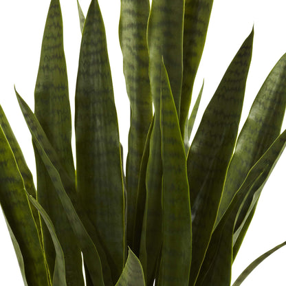 Nearly Natural 35in Artificial Snake Plant, Sansevieria Faux Greenery with Black Planter for Indoor Home Office Decor, Low Maintenance