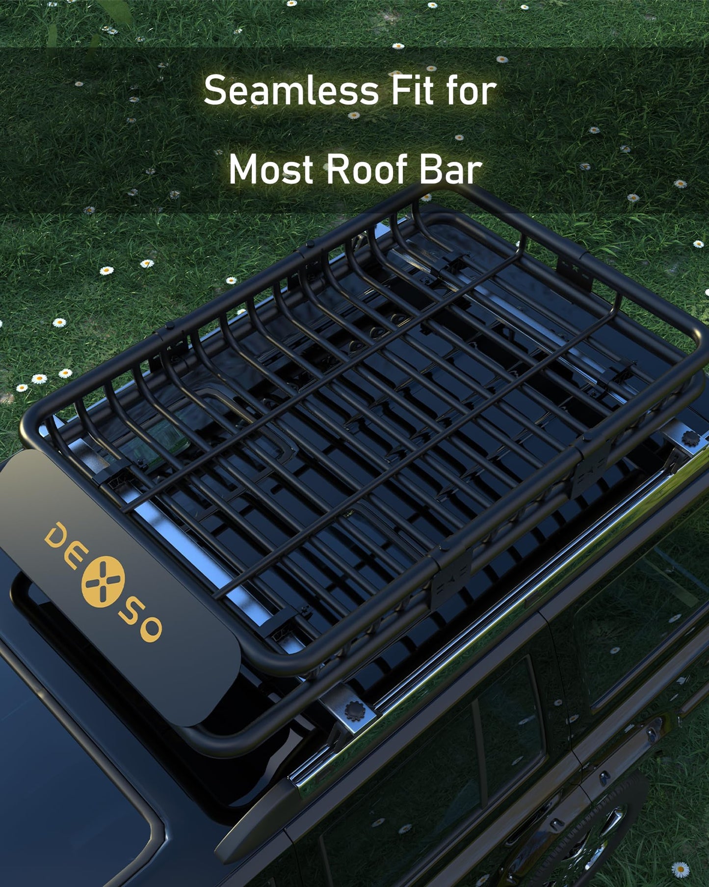 51" X 36" Universal Roof Rack Cargo Basket with Cargo Net, 200 Lbs Capacity Rooftop Luggage Rack for SUV, Car & Truck, Heavy-Duty Roof Rack Accessories Carrier