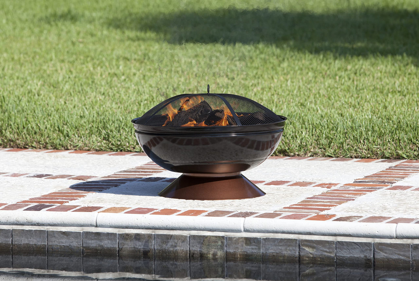 Fire Pit Degano Round Wood Burning Lightweight Portable Outdoor Firepit Backyard Fireplace Also Included Wood & Cooking Grate - Black Copper - 26"