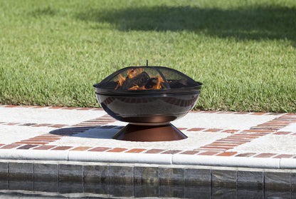 Fire Pit Degano Round Wood Burning Lightweight Portable Outdoor Firepit Backyard Fireplace Also Included Wood & Cooking Grate - Black Copper - 26"