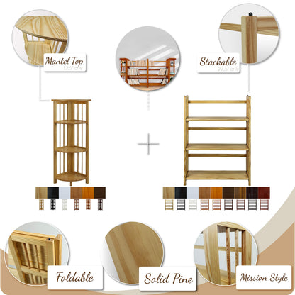 Casual Home 3-Shelf 27.5" Wide Folding Stackable Bookcase, White (New)