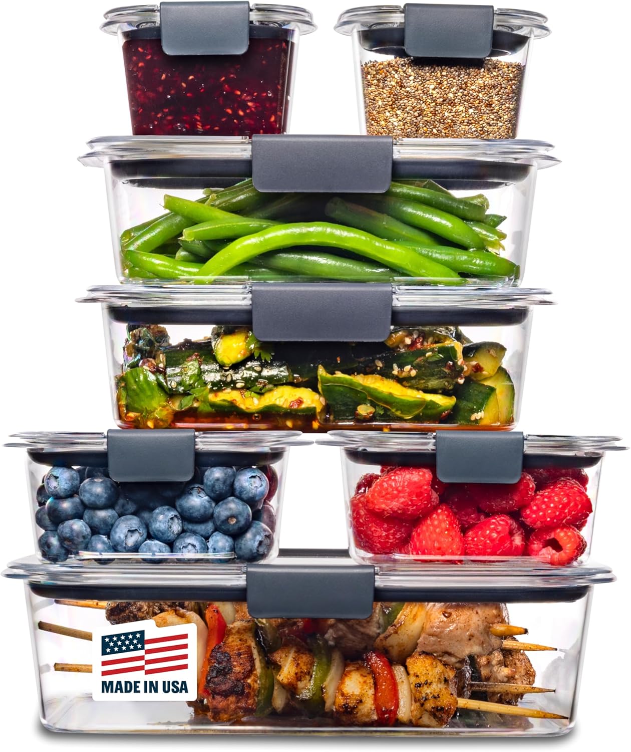 Rubbermaid Brilliance Food Storage Containers - 14 Piece BPA-Free, Leak Proof, Clear Design