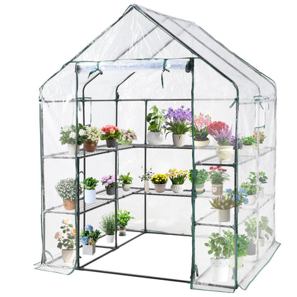 SUNGIFT Greenhouses for Outdoors, Upgraded PVC Cover Walk-in Greenhouse Kit 57x61x80 Inch, Zippered Windows Mesh Door, Plant Garden Hot House for Outside, Clear