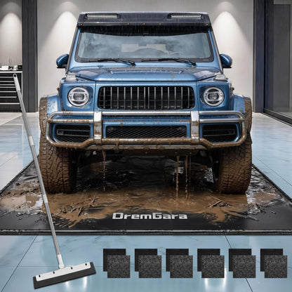 DremGara 7'9" x 18' Heavy-Duty Garage Floor Mat - 610GSM Commercial-Grade PVC Containment Mat with 1.2" Raised Edges to Trap Water, Mud, Snow & Oil, Waterproof Garage Floor Mat for Cars, Non-Slip