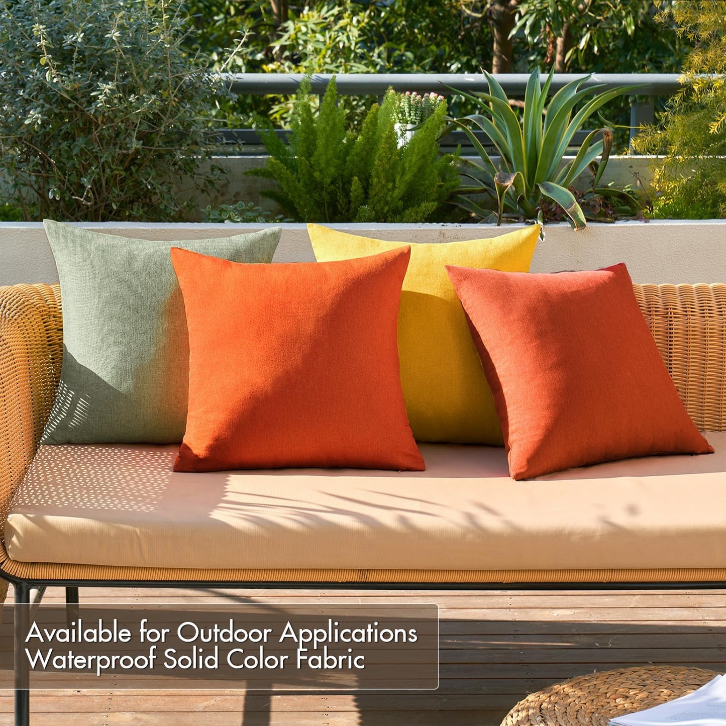 MIULEE Decorative Outdoor Throw Pillow Covers - Waterproof Farmhouse Cushion Cases | 18x18 Inch, Rust Green (Pack of 4)