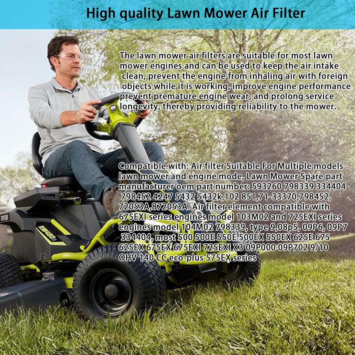Skiennix Air Filter - High-Performance Replacement for Lawn Mower Engines | 2-Pack