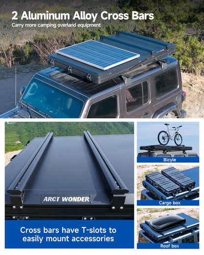 Arctwonder Rooftop Tent Hard Shell with Winter Thermal Layer,Solar Panel Roof top Tent Hardshell Suitable for Jeep SUV Truck Van,Camping Car 2 Person