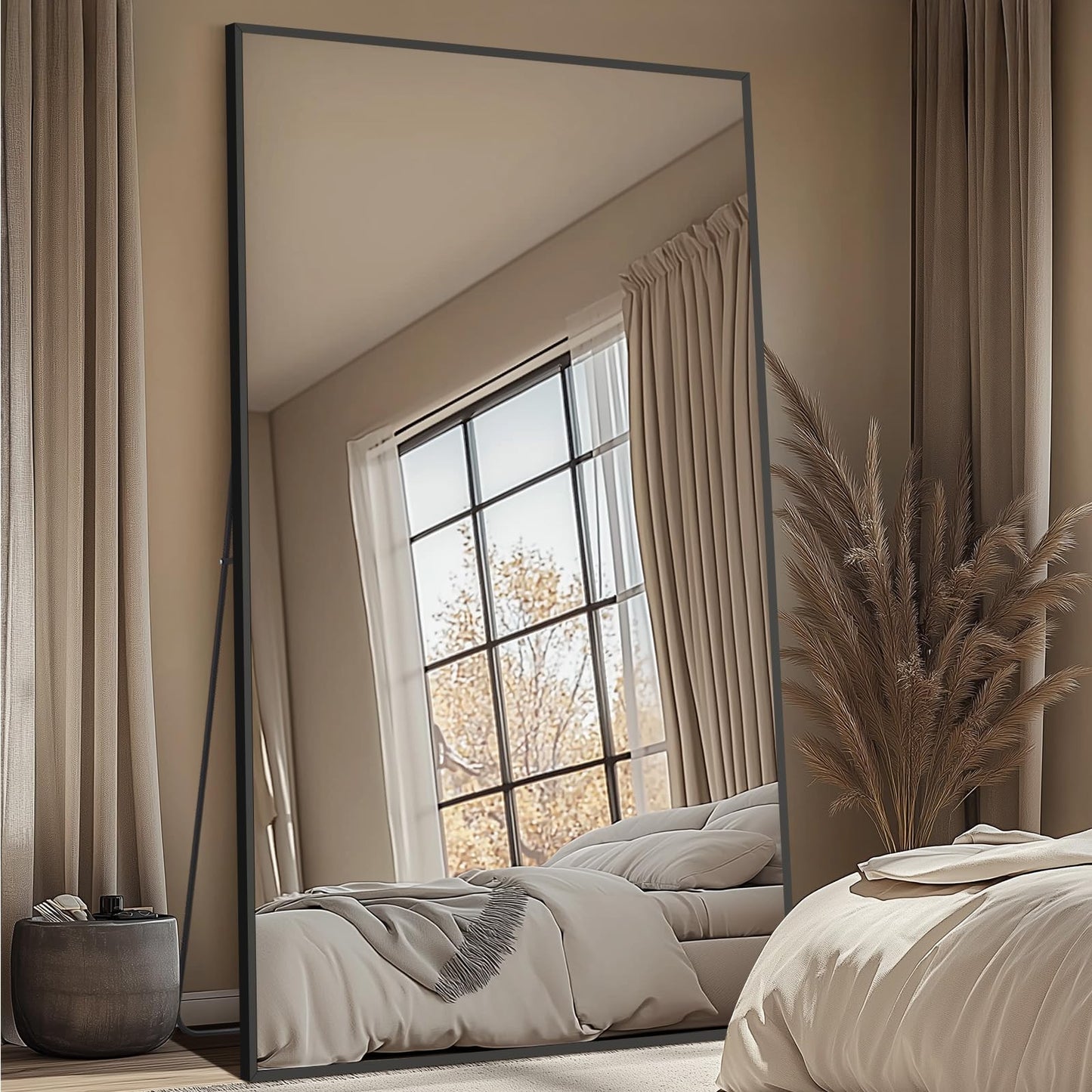 MELOMOIR 82"x44" Oversized Floor Mirror Freestanding, Oversized Mirror Full Length for Bedroom Living Room Dressing Room Gym Yoga Hair Salon, Black Mirror Full Length with Shatterproof Tempered Glass