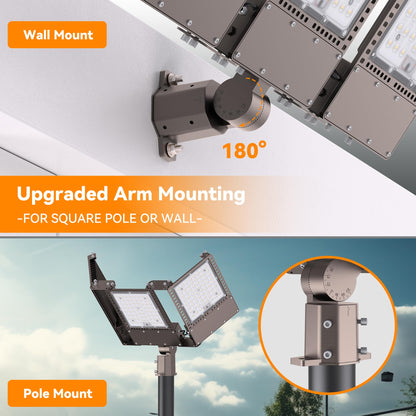2025 New Upgraded 600W Dusk to Dawn LED Parking Lot Light 90000lm 5000K, ETL, AC85-277V, IP67 Waterproof Adjustable 3-Head Street Lights Outdoor, Pole & Wall-Mounted Flood Lights for Stadium