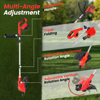 **Skiennix Cordless String Trimmer - 21V Weed Wacker with 2x4.0Ah Batteries & Fast Charger | 12" Automatic Feed**