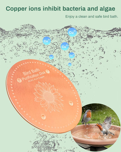 Skiennix Bird Bath Purification Disk - Pure Copper Solar Power Fountain for Hummingbirds & Bees