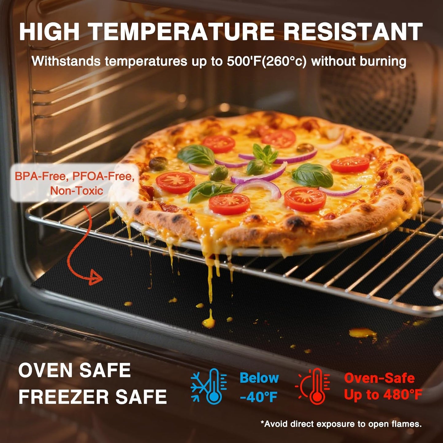 PrettyCare Oven Liners - Heavy Duty Non-Stick Mats, 3 Pack 16.25”x23” | BPA & PFOA Free Kitchen Accessory