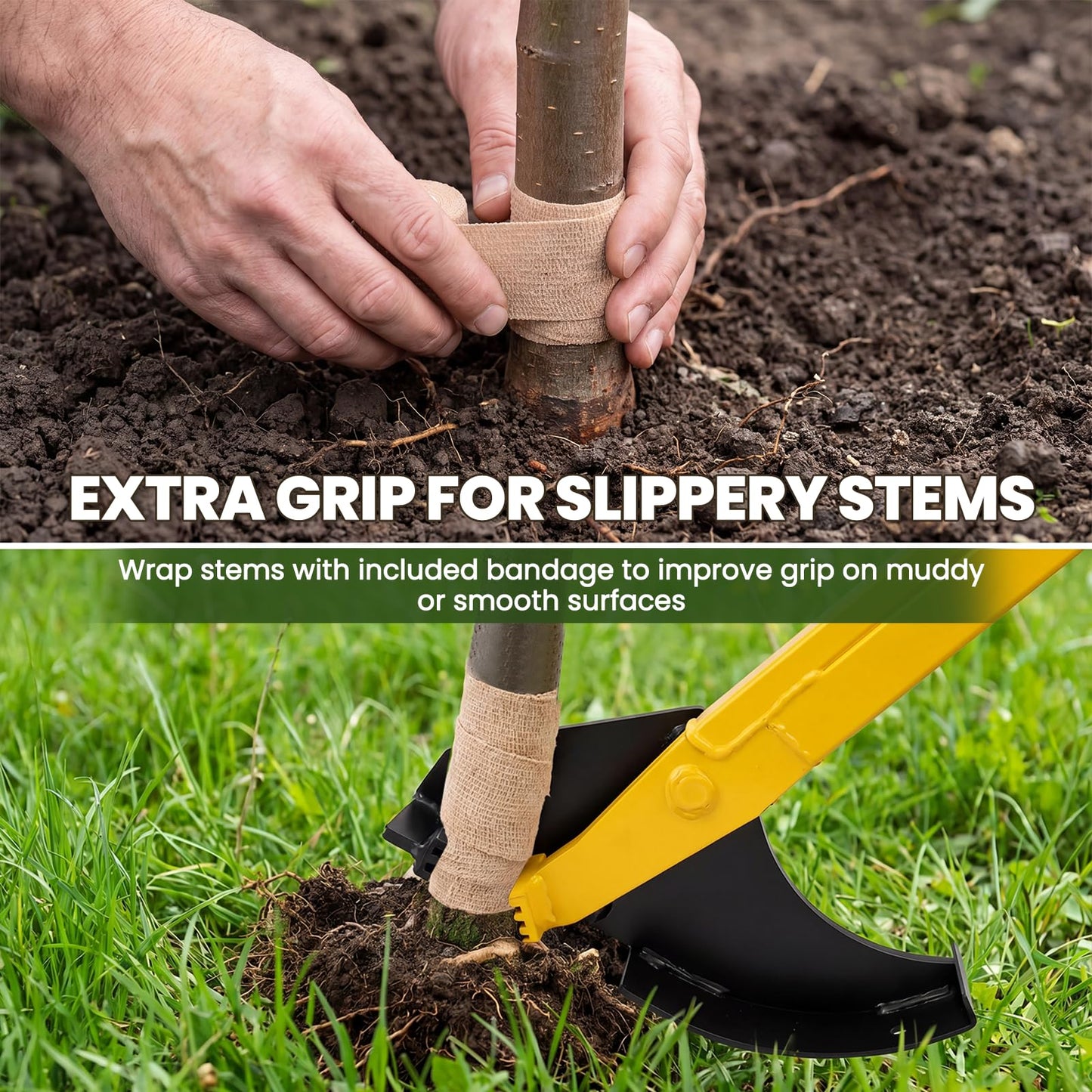 NEWTRY Large Size Sapling Puller, Heavy Duty Tree Root Puller Tool for 1/4"–2" Roots, with Wraps for Easy Pulling