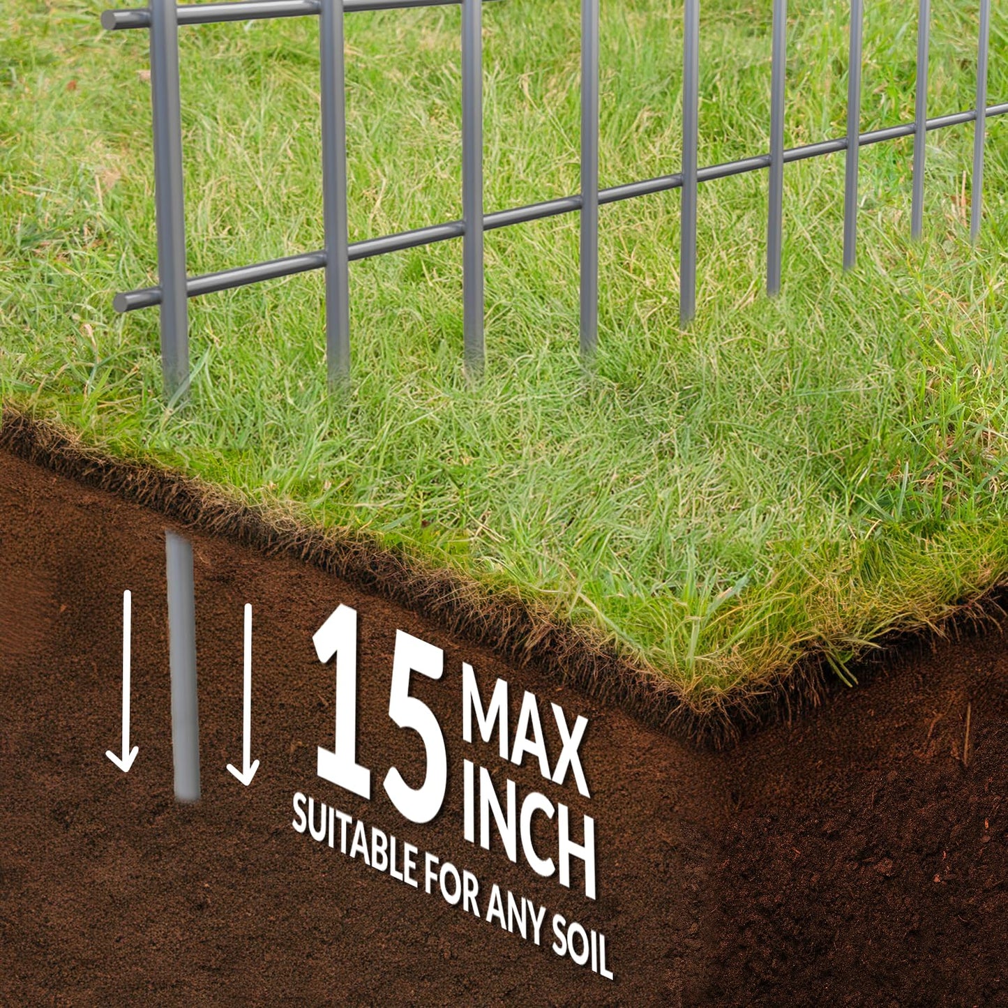 Dig Defence Original Animal Barrier Fence - X-Large Decorative Garden Fence, Outdoor No Dig Fence for Dogs and Rabbits, Yard and Patio - 24”(L) x 15”(H), 10 Pack