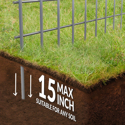 Dig Defence Original Animal Barrier Fence - X-Large Decorative Garden Fence, Outdoor No Dig Fence for Dogs and Rabbits, Yard and Patio - 24”(L) x 15”(H), 10 Pack