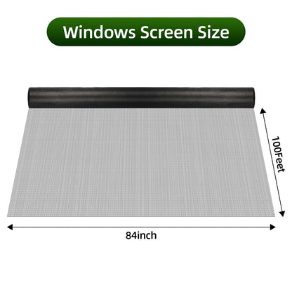 84Inch x 100Feet Window Screen Mesh Roll and Durable Screen Door Replacement, Window Mesh Screen Roll for Windows (Black)