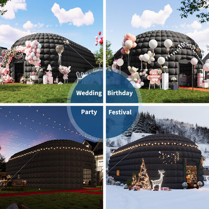 42x23.2x14.8 Ft Inflatable Nightclub, Inflatable Party Tent for Adults with Door & 3 Windows, Portable Blow Up Night Club Tent for Music Festivals, Weddings, Raves, Corporate Events, Black