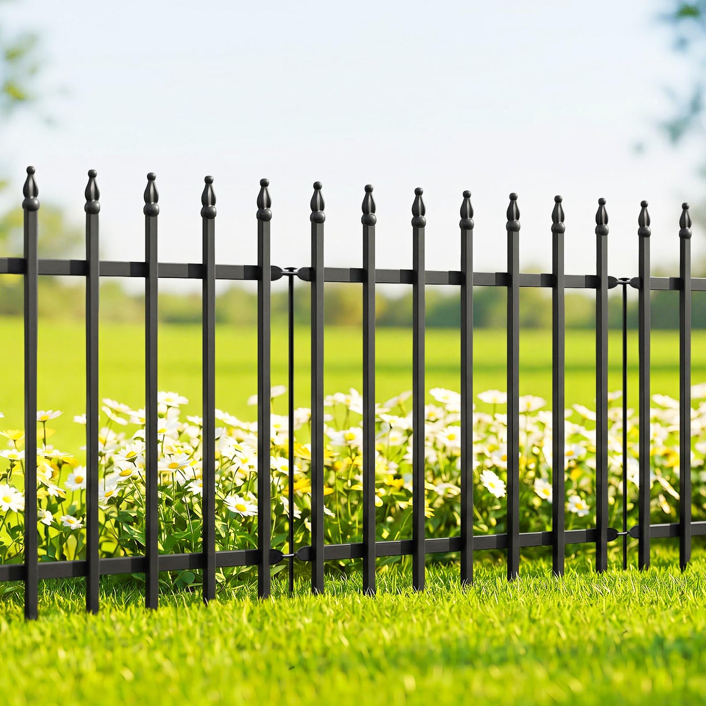 Thealyn Metal Garden Fence 24 inch H x 24 inch W (10 Panels, Total Length 20 ft) Decorative Fence Border Fence Landscape Fencing for Dog, Flower Bed, Yard, Animal Barrier