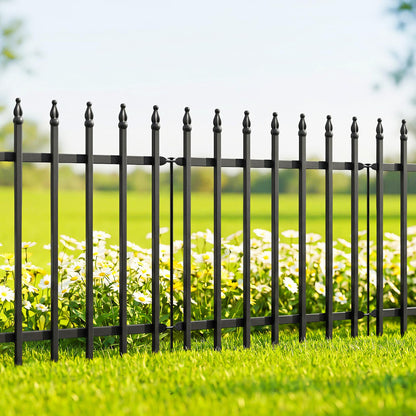Thealyn Metal Garden Fence 24 inch H x 24 inch W (10 Panels, Total Length 20 ft) Decorative Fence Border Fence Landscape Fencing for Dog, Flower Bed, Yard, Animal Barrier