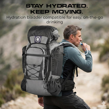 Stikage UltraSonik 65L Front Access Internal Frame Hiking Backpack for Men and Women – Lightweight Waterproof Trekking & Camping Backpack with Rain Cover, Hydration Bladder compatible