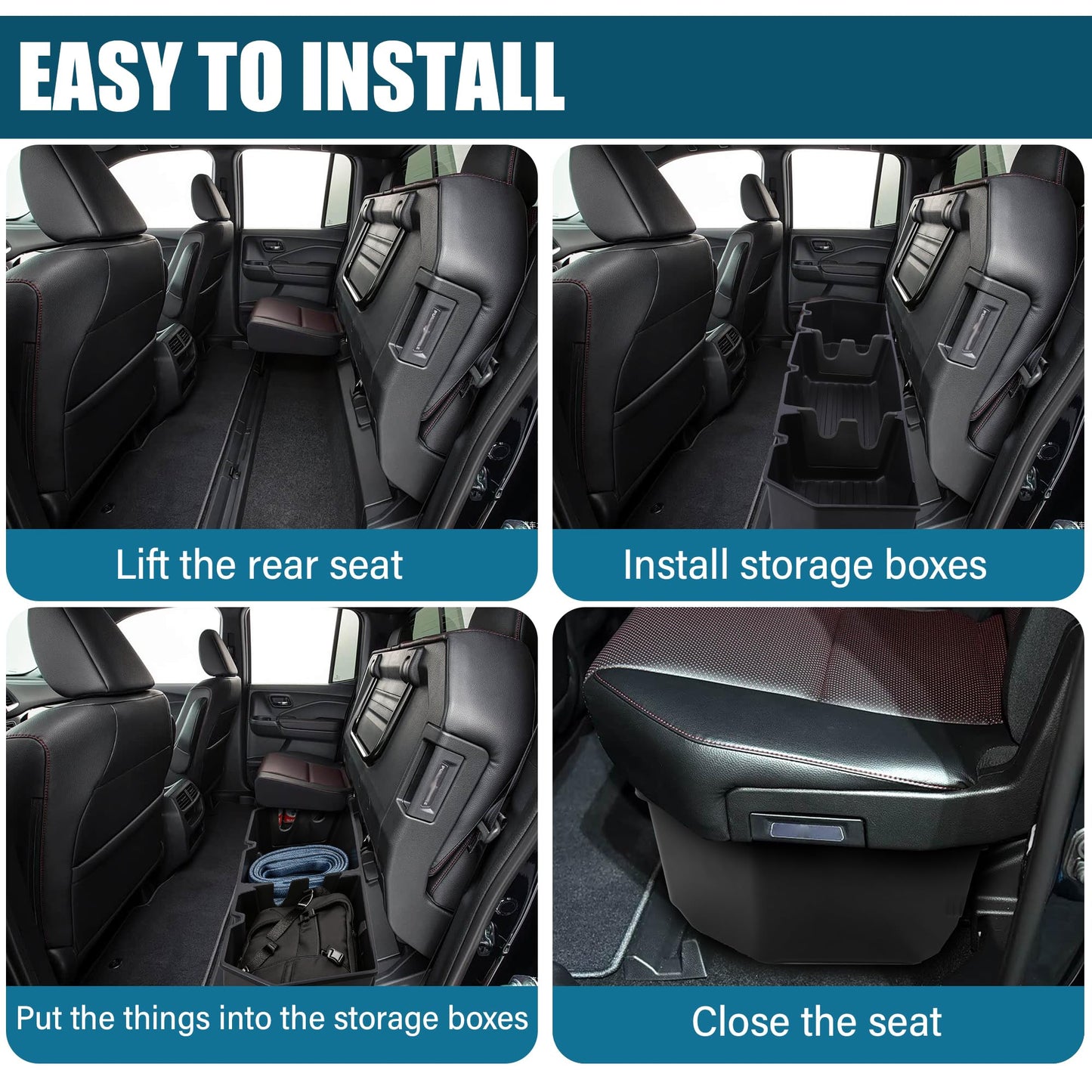 POPSTORE Under Seat Storage Compatible with 2006-2026 Honda Ridgeline Crew Cab, Upgraded Rear Underseat Storage Truck Organizer