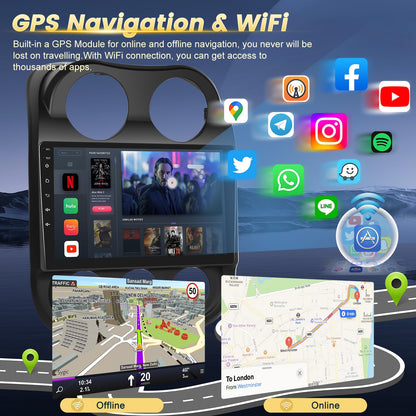 EKAT [2G+64G] 10 inch Screen for Jeep Compass Patriot Radio 2010-2016, Android Compass Car Stereo with Carplay/Android Auto/1080P/Bluetooth/WiFi +AHD Backup Camera