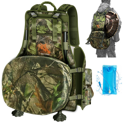 Hunt Quiet Turkey Vest with Seat, Kickstand & 2L Water Bladder, NEXT CAMO G2 Green