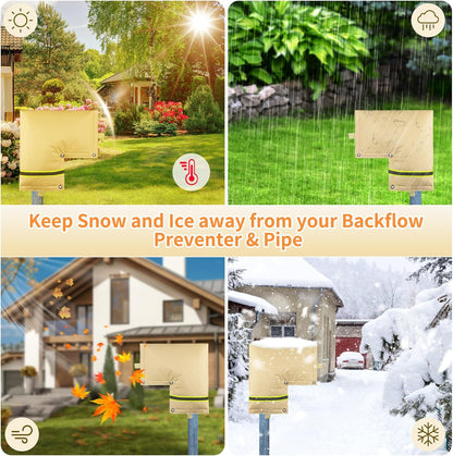 Skiennix Outdoor Backflow Preventer Cover - Insulated Pouch for Freeze Protection | Beige, 14”W X 13”H