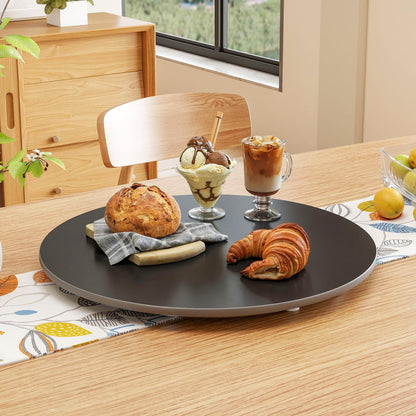 19.7" Lazy Susan Turntable–360° Sinteredstone Silent Anti-Slip Turntable, Table Top Centerpiece for Kitchen, Pantry, Spice Rack, Refrigerator & Dining Table, Black