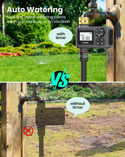 Skiennix Water Timer - 2 PCS Brass Inlet Sprinkler Timer with Rain Delay & Automatic Drip Irrigation System for Lawn Care
