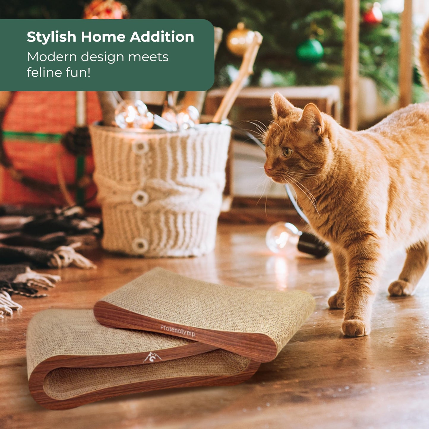 Pfotenolymp Premium Scratching Board/Scratch Lounge for Cats - Scratcher/Cat Scratching Pad - with Corrugated Board & Catnip - Cardboard Scratching Board