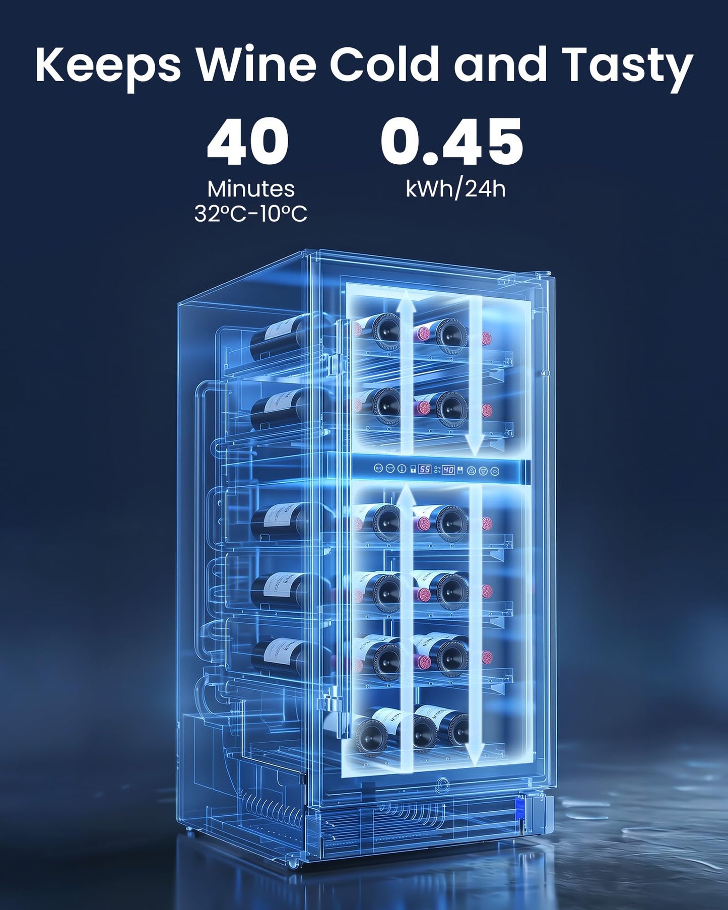 ICEVIVAL 15 Inch Wine Cooler Refrigerator, 28 Bottle Dual Zone Wine Fridge, UV-Resistant Glass Door, Quiet Compressor Cooling Digital Wine Cellar, Built-in or Freestanding Fridge for Home/Bar/Kitchen