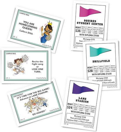 Late for the Sky Virginia Tech Va Techopoly Campus Board Game &amp Property Trading Family Game for Fans 2-6 Players Alumni and Student Gift College Landmarks and Tokens