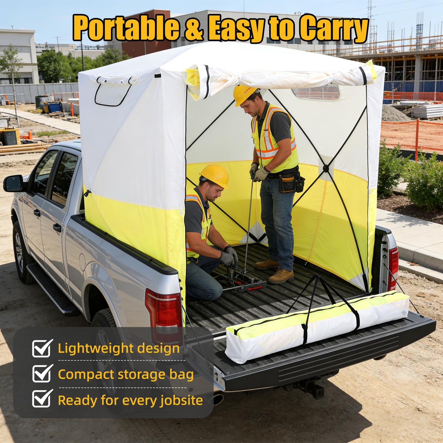 Work Tent WT-66 Pop Up Work Tent 6x6 ft Jobsite Tent, 420D Oxford PU2000mm CPAI-84 V0 Flame Retardant, Instant Tool-Free Setup Portable Work Shelter, UV50+ Heavy Duty Construction Tent