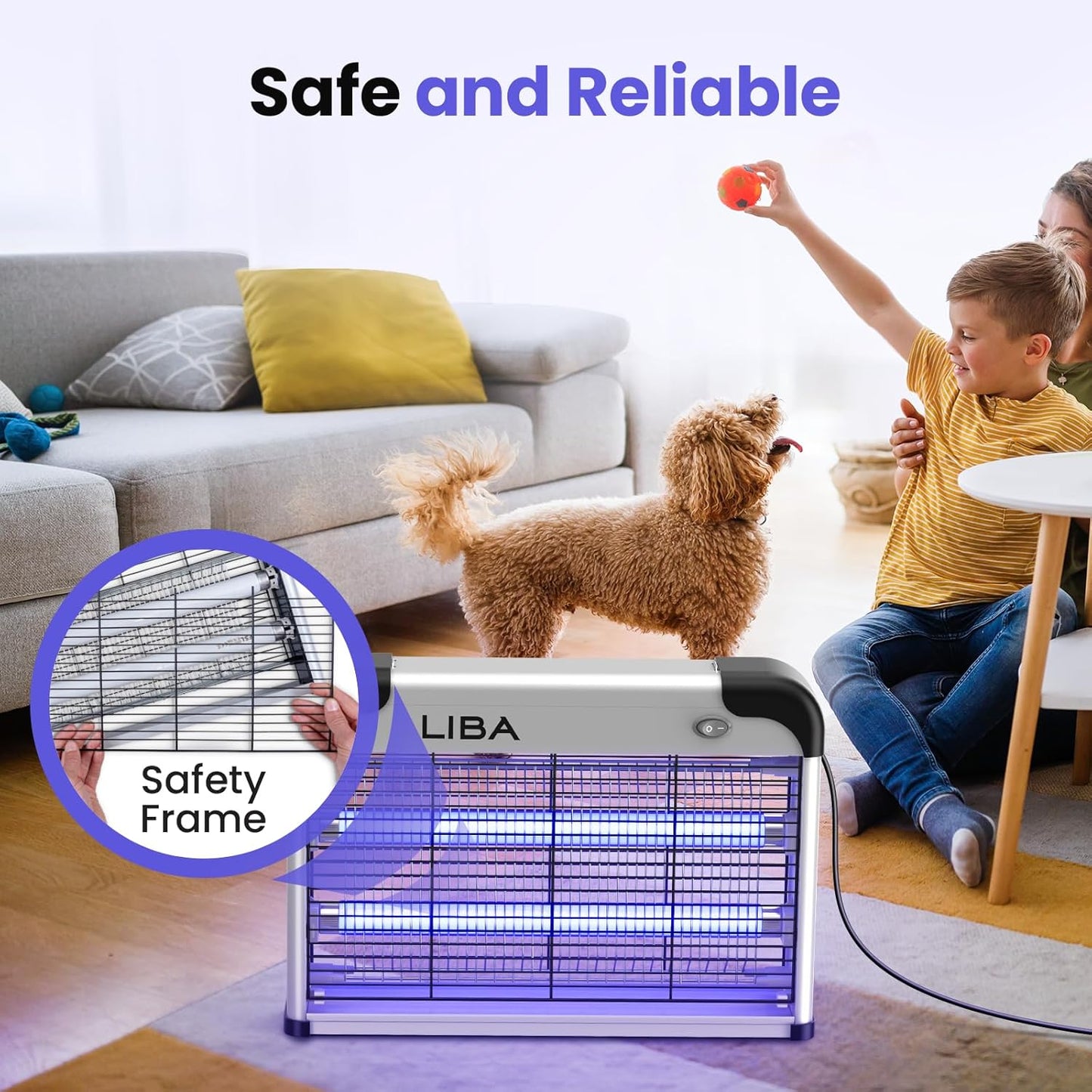 LiBa Electric Bug Zapper - Powerful 2800V Indoor Insect Killer with 2 Extra Replacement Bulbs | Easy-to-Clean Design