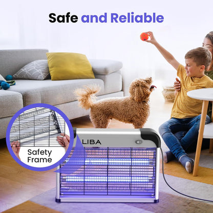 LiBa Electric Bug Zapper - Powerful 2800V Indoor Insect Killer with 2 Extra Replacement Bulbs | Easy-to-Clean Design