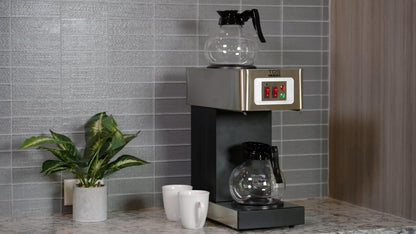 12-Cup Commercial Coffee Maker Stainless Steel - Double Coffee Machine for Office, Restaurant, Industrial Use - High Capacity Office Coffee Maker - TQS Cafe