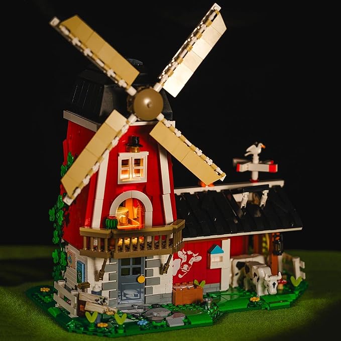 Farm House Building Sets Windmill Toy Building Blocks for Adults Teens 14+ Model Building Kits for Boys Girls Birthday Office Home Decor 1310PCS