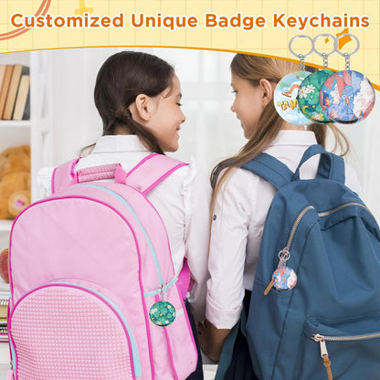 100 Sets Button Maker Keychains Supplies 58mm/2.25 inch Button Making Supplies for Metal Buttons Keychain Maker Machine with Shell Back Cover Film Chain Head