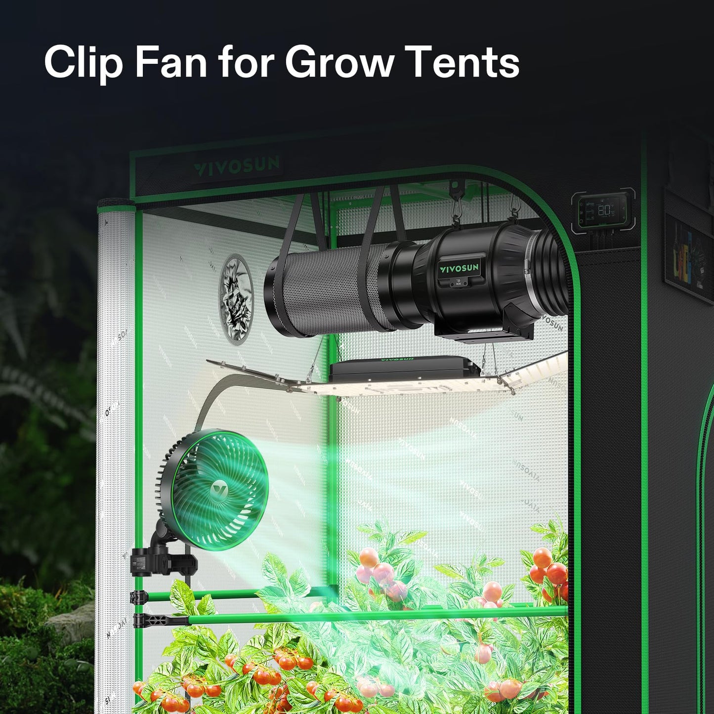 VIVOSUN S848 4x8 Grow Tent, Smart Air Filtration PRO G8 Kit 8", AeroZesh G8 Inline Duct Fan w/GrowHub E42A Temp. Humidity WiFi-Controller, Carbon Filter & Ducting, AeroWave E6 Grow Tent Fan 6”