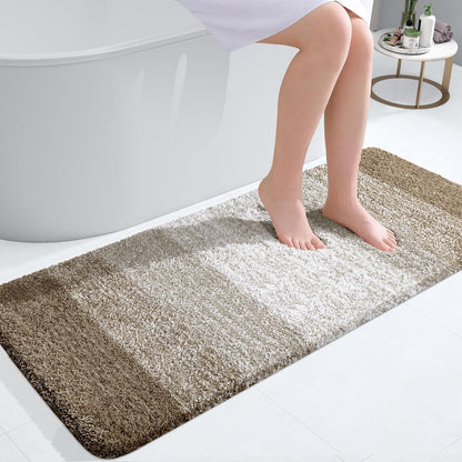 OLANLY Bathroom Runner Rug - Extra Soft Microfiber Mat | Quick Dry & Washable 47"x20" - Coffee Color