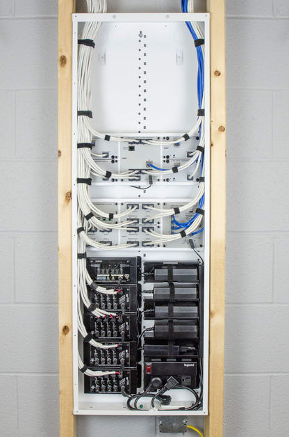 Legrand - OnQ Structured Media Enclosure with Hinged Door, 42 Inch Metal Media Box, EN4250 & Legrand - OnQ Cable Management Clips, No Tools to Install Wall Cable Management, AC103520, 20 Pack