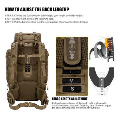 Mardingtop 70L Hiking Backpack+ Molle Tactical Utility Pouch