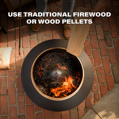 TIKI Patio Smokeless Outdoor Fire Pit, 25-Inch Wood-Burning Bonfire with Removable Ash Pan, Stand, and Weather-Resistant Cover