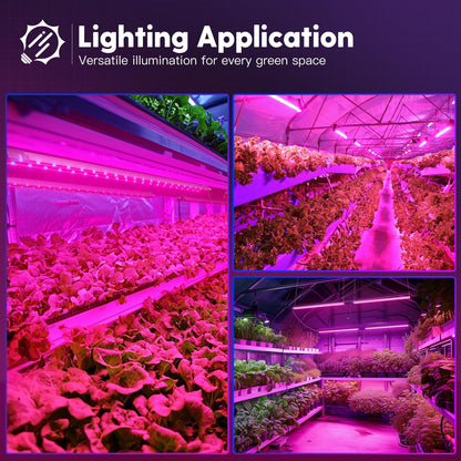 FREELICHT 4 Pack 4ft LED Grow Light, 60W (350W Equivalent), Red Blue (660nm+460nm) Full Spectrum Grow Light for Indoor Plants, Hanging Plug in Grow Lamp for Hydroponic Greenhouse Plants Seedling Veg